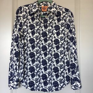 Tory Burch Printed Button Down Silk Blouse - Sz 4